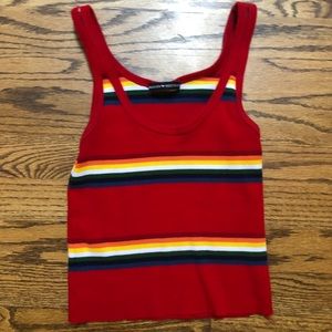 Brandy Melville Multi Stripe Red Crop Top